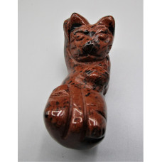 Cat Playing 2.25 Inch Figurine - Mohogany Jasper