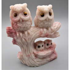 Extra Large Carving - Owl Family (4.5 x 4.5 inches - 2.5 inch H on Owl, 0.5 inch H on baby Owl)