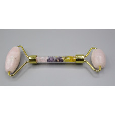 Facial Massage Roller - Rose Quartz with chips in tube