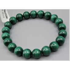 6.7 mm Gemstone Round Bead Bracelet - Malachite - 10 pcs pack