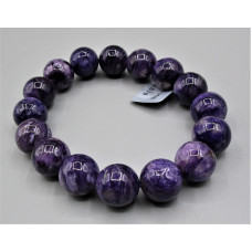 10-12 mm Gemstone Round Bead Bracelet - Charoite