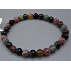 4 - 6 mm Gemstone Round Bead Bracelet - Tourmaline