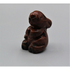 Rabbit (Hands Up) 1 Inch Figurine - Mohogany Obsidian