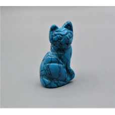 Cat Sitting 1.5 Inch Figurine - Howlite Turquoise