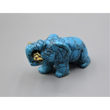 Elephant with Log 2.25 Inch Figurine - Howlite Turquoise