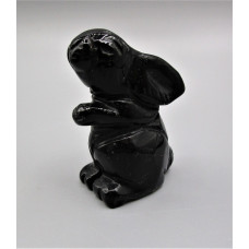 Rabbit (Hands Up) 2.25 Inch Figurine - Black Obdisian