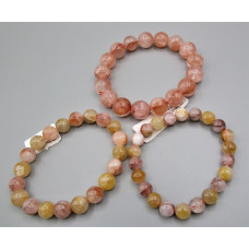 12-14 mm Gemstone Round Bead Bracelet - 10 pcs pack - Hematoid (Fire Quartz)