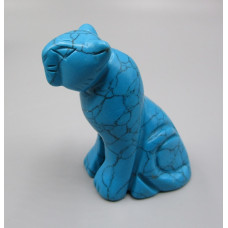 Panther Sitting 2.25 Inch Figurine - Howlite Turquoise