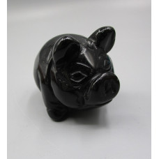 Pig Ball 2.25 Inch Figurine - Black Obsidian