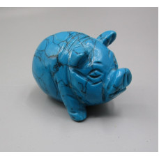 Pig Ball 2.25 Inch Figurine - Howlite Turquoise