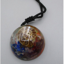 Gemstone Necklace - Ammonite with Multi Gemstone (1.5 inch OD)