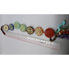 Chakra Hanger - Hanger with 7 round plate (1.50" OD) and 7 chips strands - 16" in length