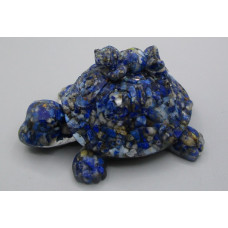 Frog on Turtle with chips inside (3 inch) - Sodalite chips