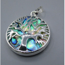 GP Tree of Life Abalone in Round Shape Pendant- Gold and silver color frame