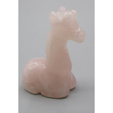 Giraffe Sitting 1.5 Inch Figurine - Rose Quartz