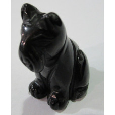 Dog (Schnauzer Sitting) 2.25 Inch Figurine - Obsidian Black