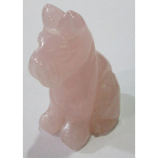 Dog (Schnauzer Sitting) 1.5 Inch Figurine - Rose Quartz