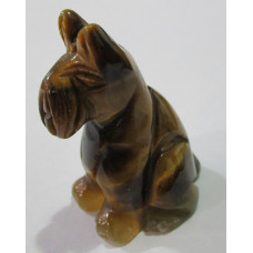 Dog (Schnauzer Sitting) 2.25 Inch Figurine - Tiger Eye