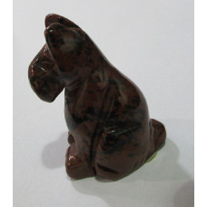 Dog (Schnauzer Sitting) 1.5 Inch Figurine - Mahogany Obsidian