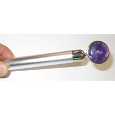 Facial Massage Disk Type - Electric Sonic Silver Pulse Massager with Gemstone Disk (1 inch) - Amethyst (no box)