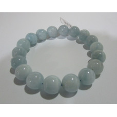 9-12 mm Gemstone Round Bead Bracelet - Aquamarine