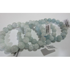 12-14 mm Gemstone Round Bead Bracelet - Aquamarine