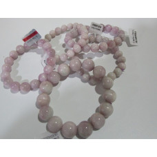 10-12 mm Gemstone Round Bead Bracelet - Kunzite