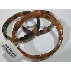 Gemstone Stretch Bracelet - Dome Rectangle Style (5x10 mm) - Tourmaline