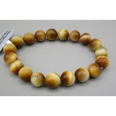 10 mm Gemstone Round Bead Bracelet - 10 pcs pack - Tiger Eye Golden