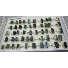 Gemstone Rings - Rectangle raw Kynite stone (10 x 18 mm Stone size) - 50 pcs Pack