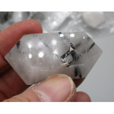 Gemstone Points Pack - Quartz with black Tourmaline (Double End Point) - 5 pcs Packs about 1.5 - 2 inch