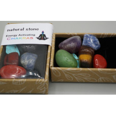 Gemstone Chakra Stone set (about 2 cm) - Tumbled stone 10 sets pack  (Amethyst, Aventurine, Rainbow Jasper, Tigereye, Dumortierite, Turquoise, Carnelian)