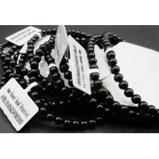 3 - 4 mm Gemstone Round Bead Bracelet - Tourmaline Black - 10 pcs Pack