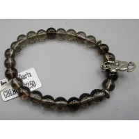 8 mm Gemstone Round Bead Bracelet with charm - Smokey Quartz - 10 pcs pack