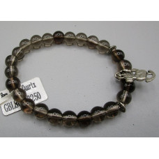 8 mm Gemstone Round Bead Bracelet with charm - Smokey Quartz - 10 pcs pack