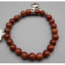 8 mm Gemstone Round Bead Bracelet with charm - Goldstone - 10 pcs pack