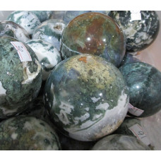 Gemstone Sphere - Moss Agate - Style 1 (About 2.5 inch)