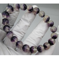 8-10 mm Gemstone Round Bead Bracelet - Fluorite (Purple)