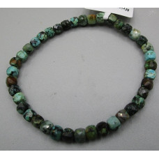 4 mm Cube Faceted Gemstone Stretch Bracelet - 10 pc pack - African Turquoise