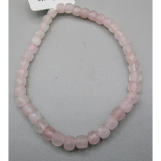 4 mm Cube Faceted Gemstone Stretch Bracelet - 10 pc pack - Rose Quartz