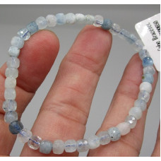 4 mm Cube Faceted Gemstone Stretch Bracelet - 10 pc pack - Aquamarine