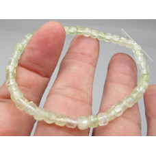 4 mm Cube Faceted Gemstone Stretch Bracelet - 10 pc pack - Prehnite