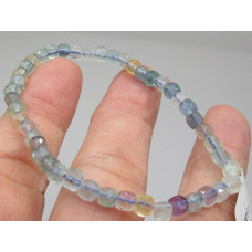 4 mm Cube Faceted Gemstone Stretch Bracelet - 10 pc pack - Fluorite