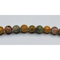 16 Inch 8 mm Faceted Gemstone Bead Strand - Ocean Jasper