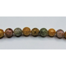 16 Inch 8 mm Faceted Gemstone Bead Strand - Ocean Jasper