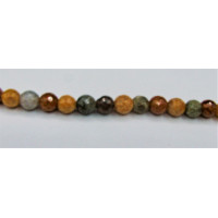 16 Inch 6 mm Faceted Gemstone Round Bead Strand - Ocean Jasper