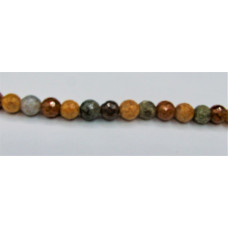 16 Inch 6 mm Faceted Gemstone Round Bead Strand - Ocean Jasper