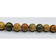 16 Inch 10 mm Faceted Gemstone Bead Strand - Ocean Jasper