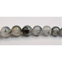 16 Inch 10 mm Gemstone Round Bead Strand - Rutilated Black Quartz