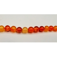 16 inch 10 mm Gemstone Round Bead Strand - Carnelian Agate with Pattern